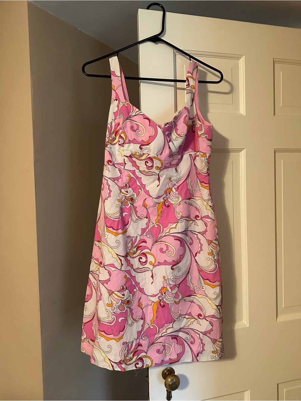 Vintage Pink Swirl Print Sleeveless Dress